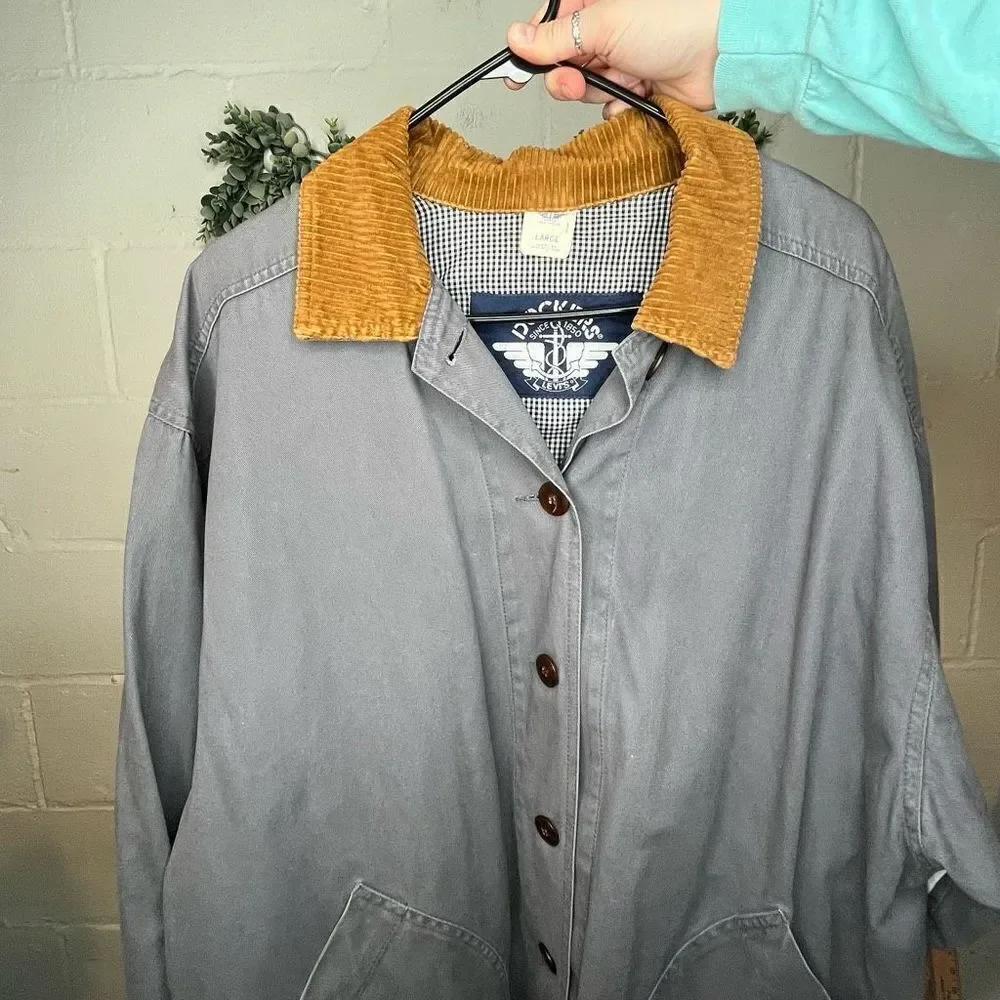Docker's Women's Gray Jacket with Tan Collar Large - Picture 6 of 10
